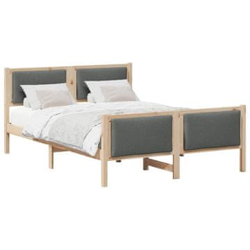 Vidaxl Konstrukcija postelje z vzglavjem Temno siva 135 x 190 cm blago