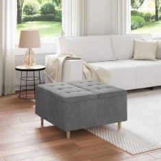 Vidaxl Ottoman s shranjevanjem Temno siva 80 x 80 x 45 cm Žamet