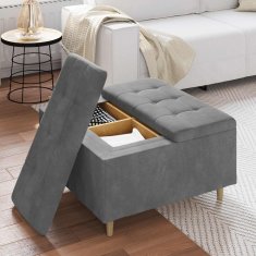 Vidaxl Ottoman s shranjevanjem Temno siva 80 x 80 x 45 cm Žamet