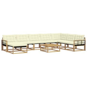 Vidaxl Zunanja garnitura za sedenje 9 szt. Bela in krem 79 x 79 x 37 cm