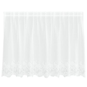 Vidaxl Čipkasta Zavesa z zavesami Cvetlični Bela 80 x 200 cm Poliester
