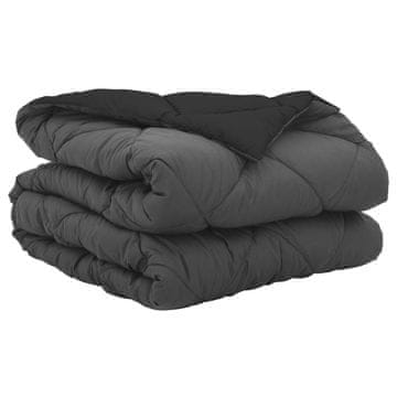 Vidaxl Poletna odeja Črna in anthracit 200 x 155 cm Mikrovlakna