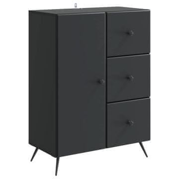 Vidaxl Strani šal s predalom Črna 66 x 34,5 x 90 cm Inženirski les