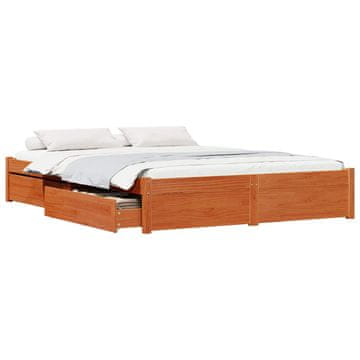 Vidaxl Konstrukcija postelje s predalom Voskast rjav 160 x 200 cm