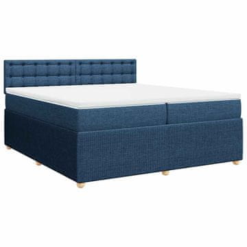 Vidaxl Box spring postelja z vzmetnico modra 200x200 cm blago