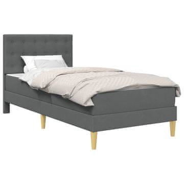 Vidaxl Posteljni okvir z vzmetnico Temno siva 90 x 200 cm blago