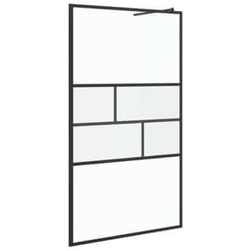 Vidaxl Stena za odprto prho Črna 115 x 195 x 0,5 cm Steklo in aluminij