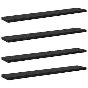 Vidaxl Polica za knjige 4 szt. Črna 60 x 10 x 1,5 cm Konstruiran les