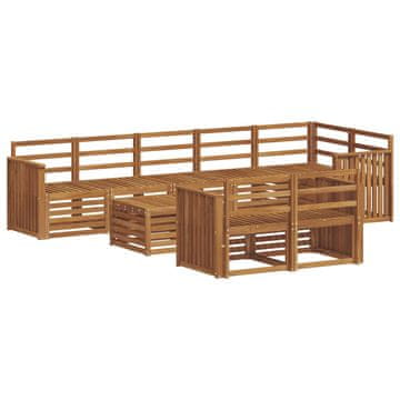 Vidaxl Sedežne garniture 9 szt. Naravna Masiven les akacije