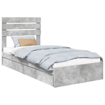Vidaxl Postelja s shranjevanjem z vzglavjem Betonsko siva 90 x 190 cm