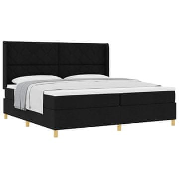 Vidaxl Postelja z vzmetnico z vzglavjem Črna 200 x 200 cm blago