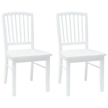 Vidaxl Jedilni stoli 2 szt. Bela 50 x 52,5 x 91 cm Masivno gumovo les