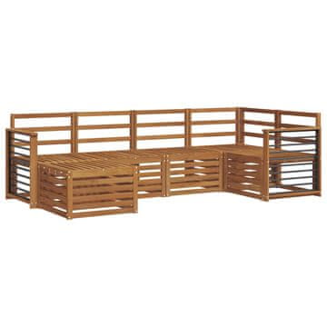 Vidaxl Sedežne garniture 6 szt. Naravna Masiven les akacije
