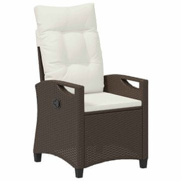 Vidaxl Ležeči vrtni stol Rjava in krem 56 x 60 x 112 cm poli ratan