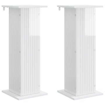 Vidaxl Stojalo za rastline 2 kos Bela visok sijaj 30,5 x 30 x 80,5 cm