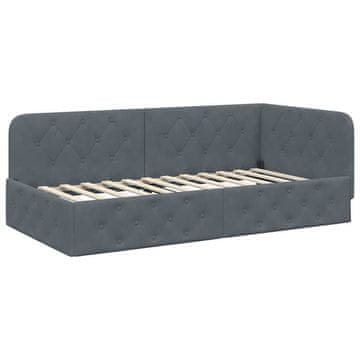 Vidaxl Kotna postelja Temno siva 100 x 200 cm Žamet