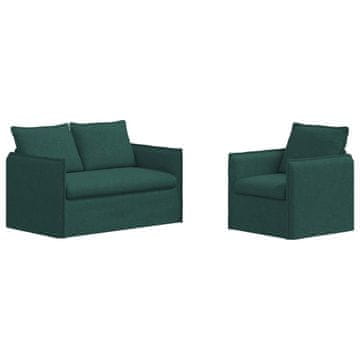 Vidaxl Kavčna garnitura 2 szt. Temno zelena 136 x 82 x 85 cm Blago