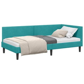 Vidaxl Kotna postelja z vzglavjem Turkizna 90 cm x 190 cm Žamet