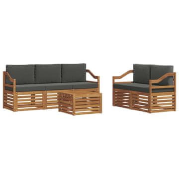 Vidaxl Sedežne garniture z blazino 6 szt. Naravna in antracitna