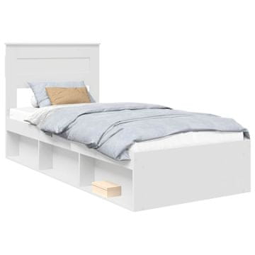 Vidaxl Konstrukcija postelje Bela 75 x 190 cm Masivno borovo les