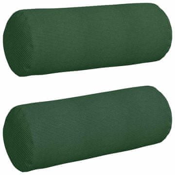 Vidaxl Blazine 2 szt. Temno zelena Ø 25 x 70 cm Žametna tkanina