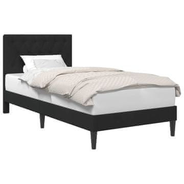 Vidaxl Konstrukcija postelje z vzglavjem Črna 90 x 190 cm Žamet