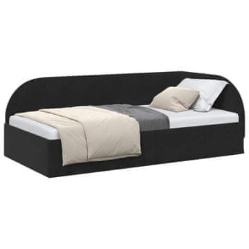 Vidaxl Kotna postelja z vzglavjem Črna 90 cm x 190 cm Žamet