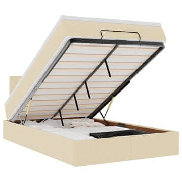 Vidaxl Otomanski posteljni okvir z vzmetnico krem 120x190 cm blago