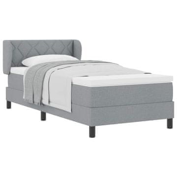 Vidaxl Postelja z vzmetnico z vzglavjem Svetlo siva 90 x 190 cm blago