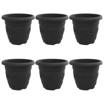 Vidaxl Okrogli cvetlični lonec 6 kos Črna Ø 30 x 25 cm Plastika