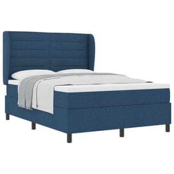 Vidaxl Postelja z vzmetnico z vzmetnico Modra 140 x 190 cm blago