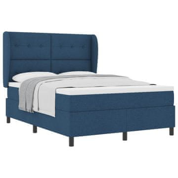 Vidaxl Postelja z vzmetnico z vzglavjem Modra 140 x 200 cm blago