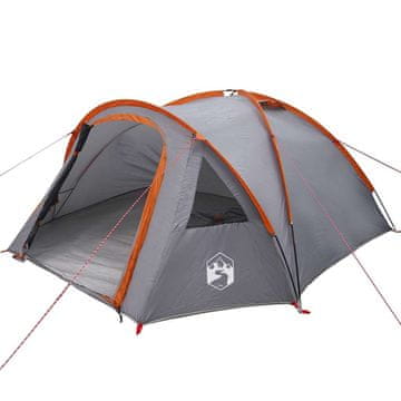 Vidaxl Šotor z dome 4 oseba 308 x 268 x 130 cm Siva in oranžna tafeta
