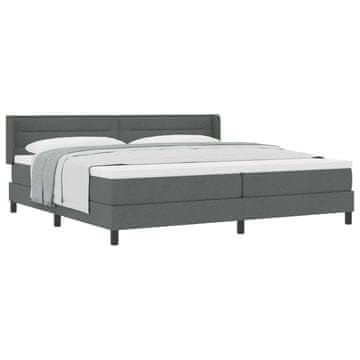 Vidaxl Postelja z vzmetnico z vzglavjem Temno siva 200 x 200 cm blago
