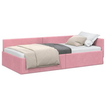 Vidaxl Kotna postelja z vzglavjem Roza 90 cm x 190 cm Žamet