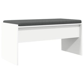 Vidaxl Haldna klop z blazino Bela 80 x 38 x 46 cm