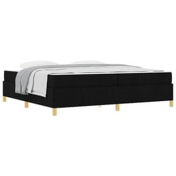 Vidaxl Konstrukcija postelje z vzmetnico Črna 200 x 200 cm blago