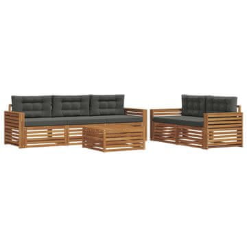 Vidaxl Zunanja garnitura za sedenje 6 szt. Naravna in antracitna