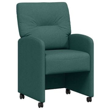 Vidaxl Jedilni stoli s kolesi 2 szt. Temno zelena 57 x 67 x 95 cm blago