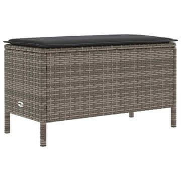 Vidaxl Vrtnarski puf Siva in temno siva 80 x 38 x 45 cm PE ratan