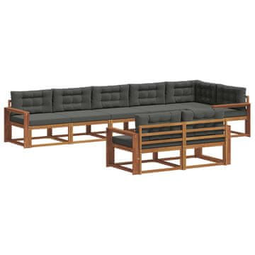 Vidaxl Zunanja garnitura za sedenje 8 szt. Naravna in antracitna