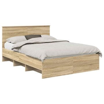 Vidaxl Konstrukcija postelje Sonoma hrast 140 x 200 cm Konstruiran les