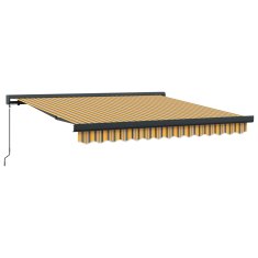 Vidaxl Ročna tenda 3 x 2,5 m rumene, sive in bele črte 100% poliester