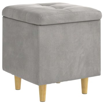 Vidaxl Ottoman s shranjevanjem Svetlo siva 40 x 40 x 45 cm Žamet
