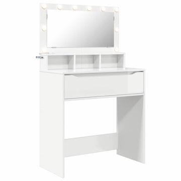 Vidaxl Toaletne mize za spalnice Visok sijaj bela 80 x 39,6 x 135 cm