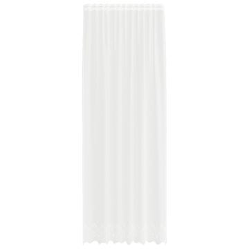 Vidaxl Čipkasta Zavesa z zavesami Bela 260 x 150 cm Poliester
