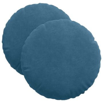 Vidaxl Sedežne blazine 2 szt. Modra Ø 40 x 13 cm Žamet