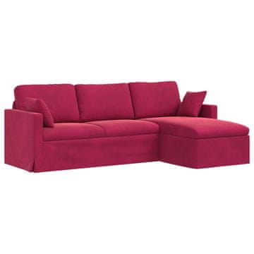 Vidaxl Kavč Vinorodna rdeča 228 x 134 x 80 cm Žamet