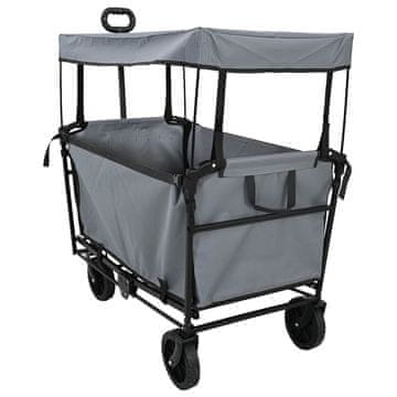 Vidaxl Zložljiv ročni voziček Siva 105 x 56,5 x 116 cm Oxford tkanina