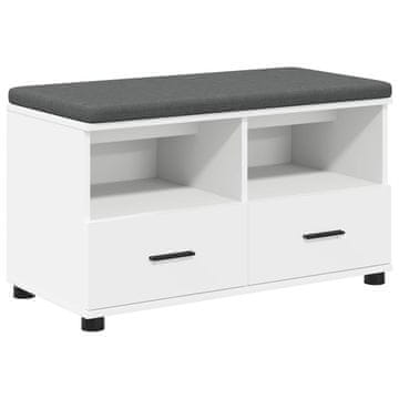 Vidaxl Haldna klop Bela 80 x 38 x 46 cm Oblikovan Les in Tkanina